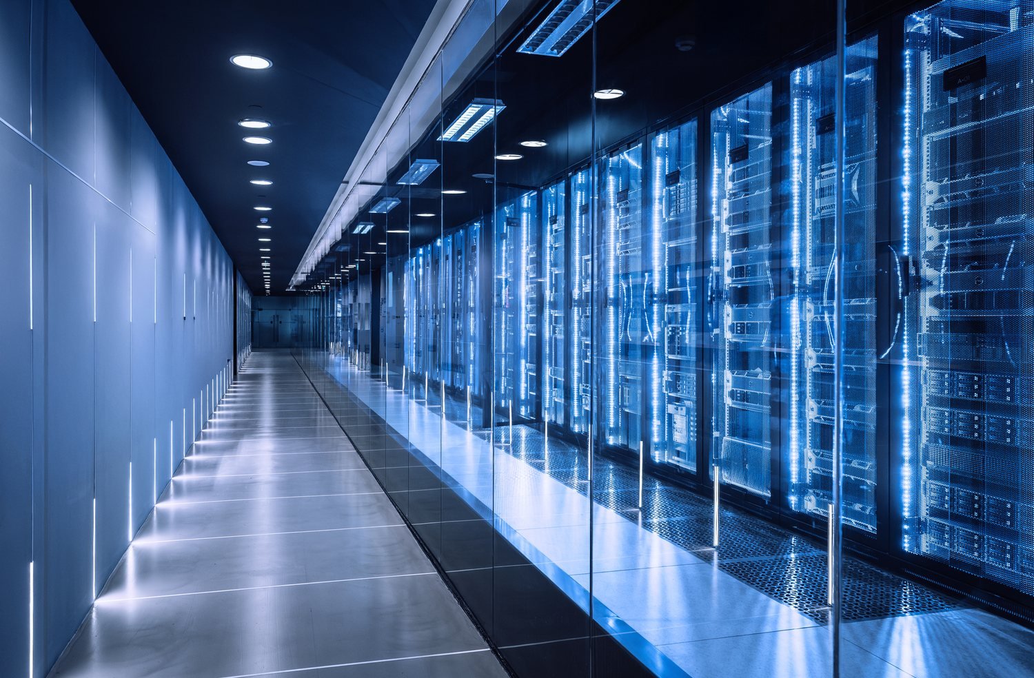 High-tech data centre with server racks